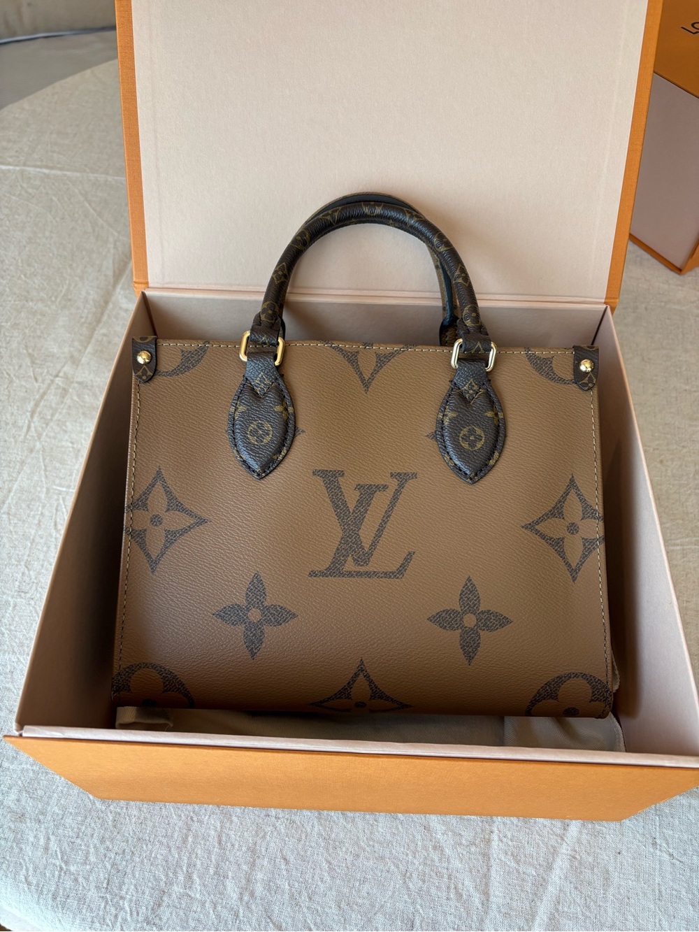 Louis Vuitton Brown Monogram Reverse OnTheGo PM Tote